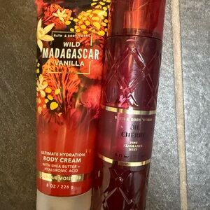 Bath & Body Works Wild Madagascar Vanilla Body Cream and Cherry Mist Set